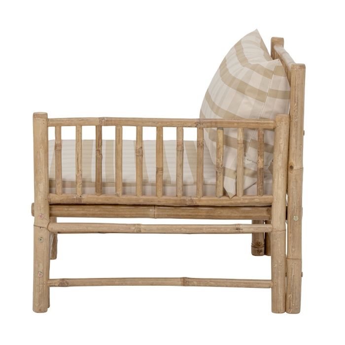 Sofá Esquinero Derecho Tejido Beige Madera Bambú, 77 Cm