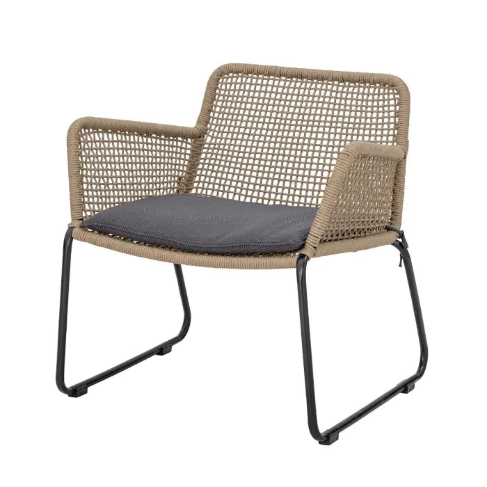 Sillón Mundo Escandinavo cuerda arena metal negro