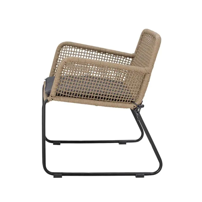 Sillón Mundo Escandinavo cuerda arena metal negro