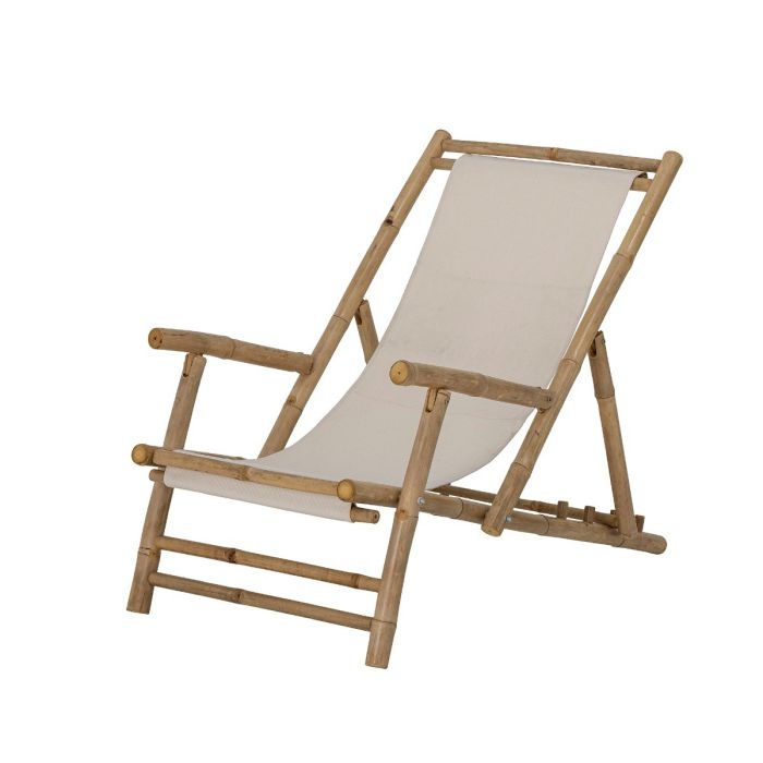 Tumbona Algodón Beige Madera Bambú, 60 Cm