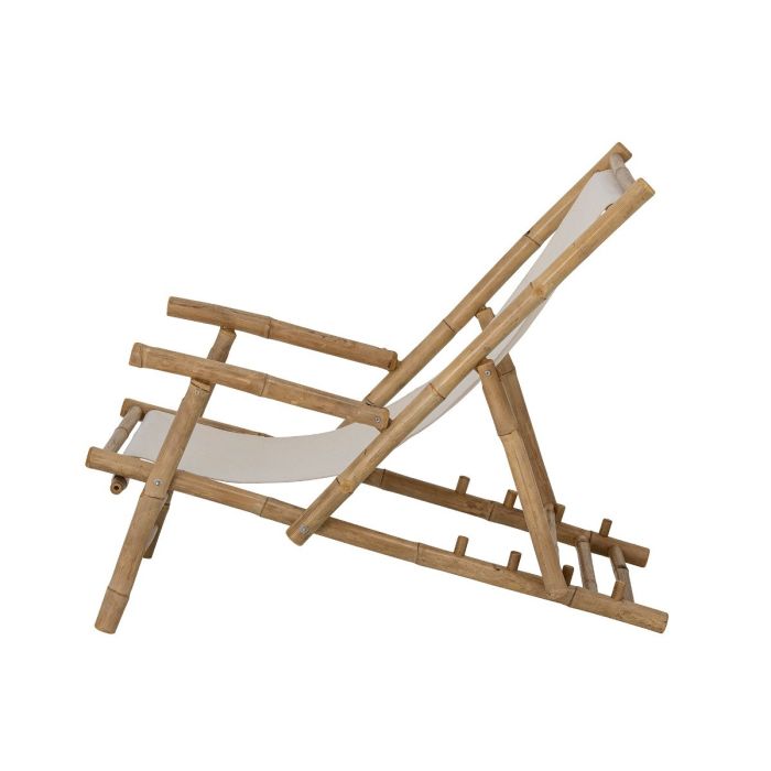 Tumbona Korfu Estilo Tropical Beige Algodón Natural Madera Bambú, 60 Cm