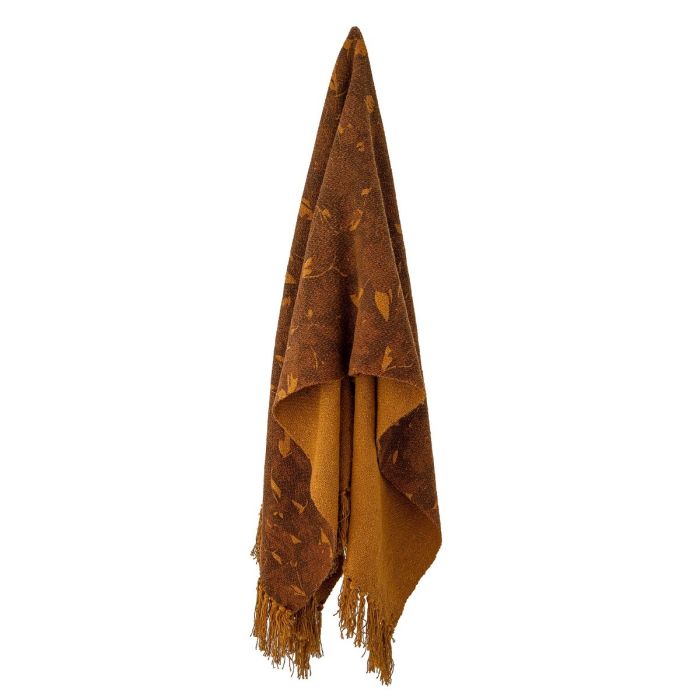 Manta Ganja Estilo Vintage Marrón Algodón Reciclado, 160 Cm