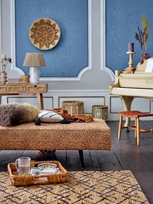 Sofá Cama Diván Algodón Amarillo Madera Abedul Marrón Oscuro, 200 Cm