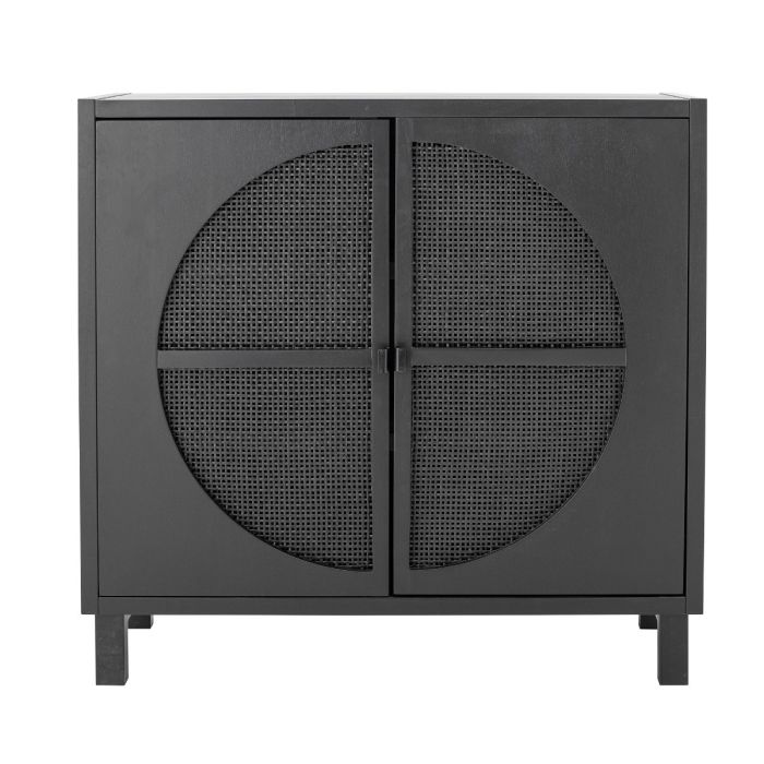 Aparador Trento Estilo Tropical Negro Madera Melina Ratán, 105 Cm
