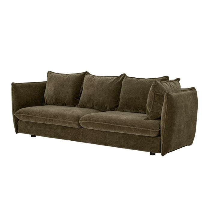 Sofá Tejido Verde Oscuro Madera Abedul, 228 Cm