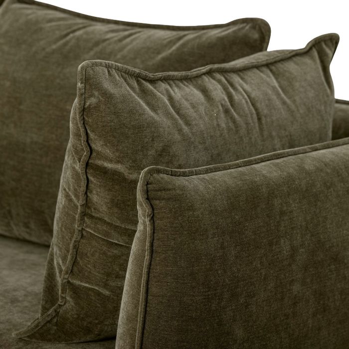 Sofá Tejido Verde Oscuro Madera Abedul, 228 Cm