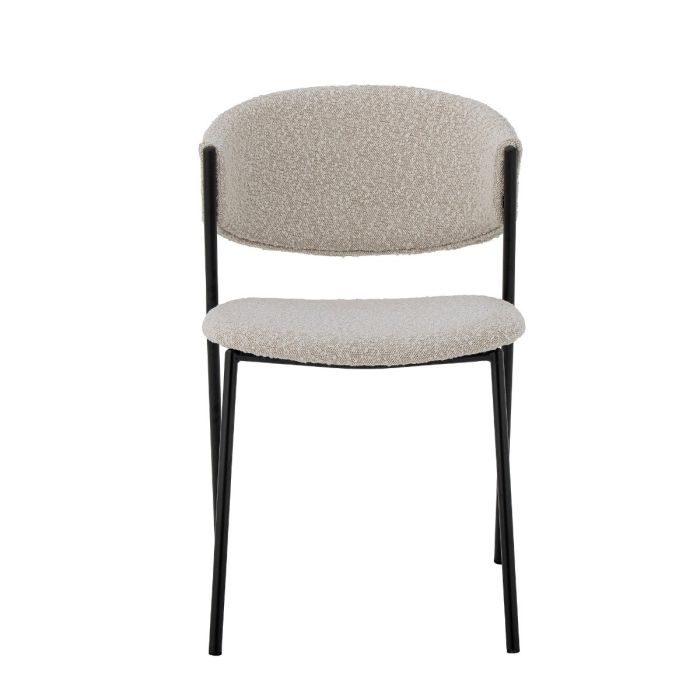 Silla Comedor Tejido Bouclé Blanco Metal, 49 Cm