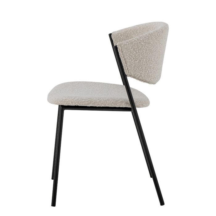 Silla Comedor Tejido Bouclé Blanco Metal, 49 Cm