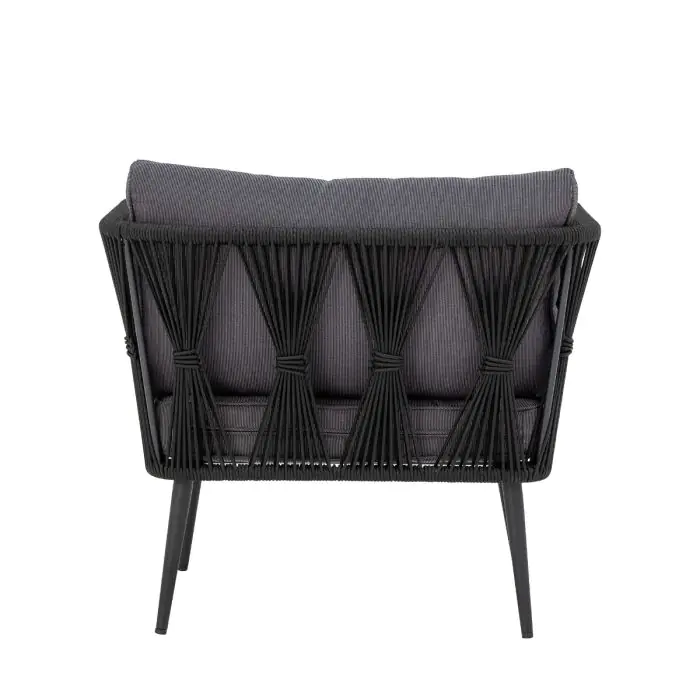 Sillón  Jardín Tejido Gris Cuerda Negro Metal, 87 Cm