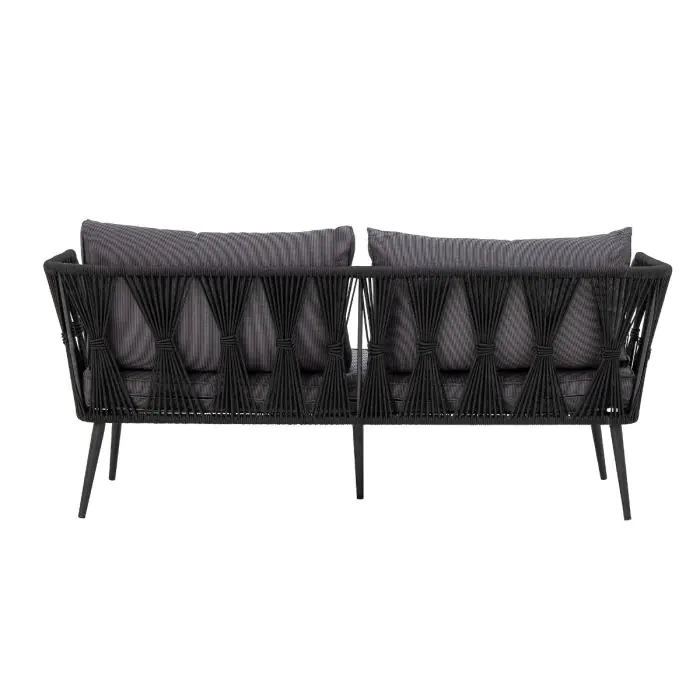 Sofá Jardín Tejido Gris Cuerda Negro Metal, 174 Cm