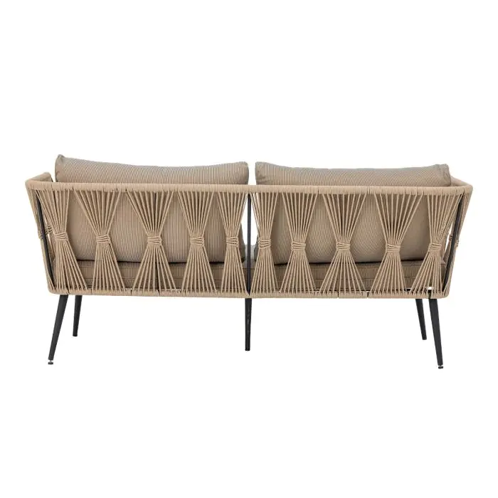 Sofá Jardín Tejido Cuerda Marrón Negro Metal, 174 Cm