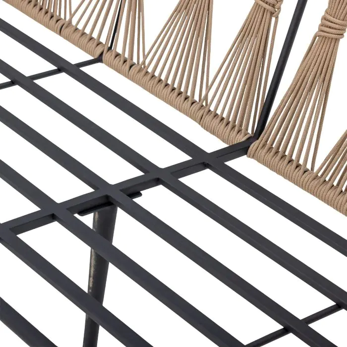 Sofá Jardín Tejido Cuerda Marrón Negro Metal, 174 Cm