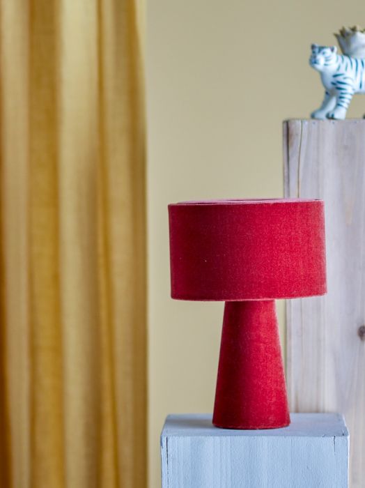 Lámpara Sobremesa Terciopelo Rojo, 20 Cm