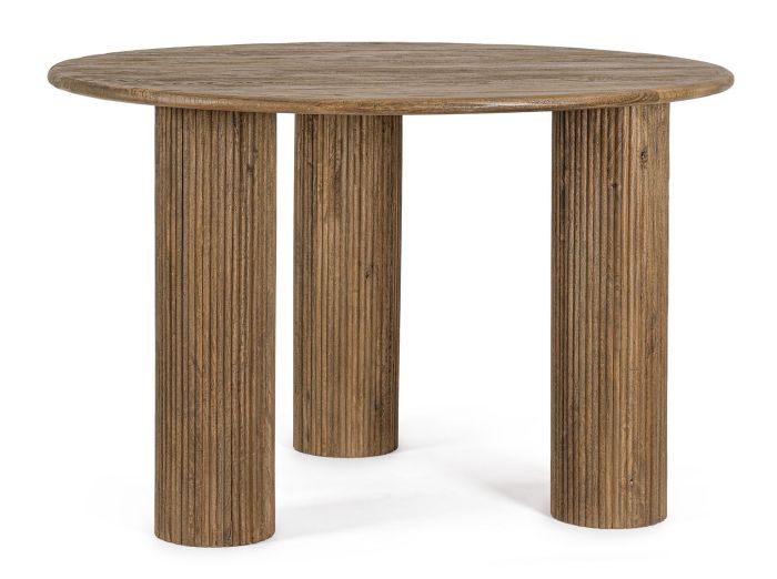 Mesa de comedor contemporánea en madera de mango marrón.