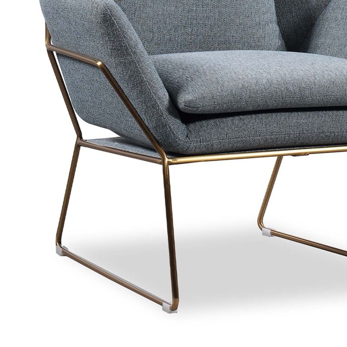 Sillón Moderno Tapizado Poliéster Gris Metal, 78 Cm
