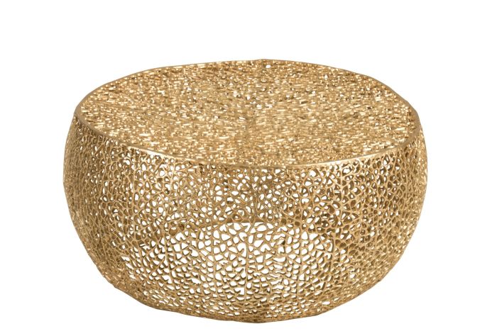 Mesa de centro art decó coral en aluminio dorado.