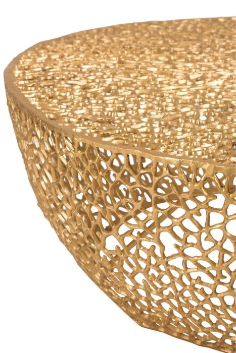 Mesa De Salón Redonda Bajo Coral Aluminio Oro