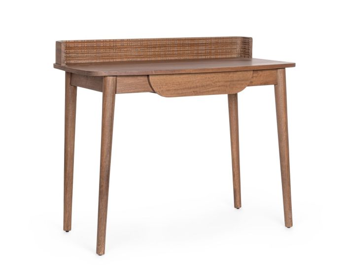 Escritorio nórdico en madera de mango marrón.