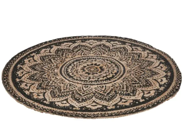 alfombra mosaico yute natural,negro