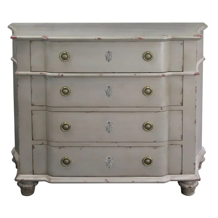 Cómoda Vintage 4 Cajones Madera Gris Envejecido 104 Cm