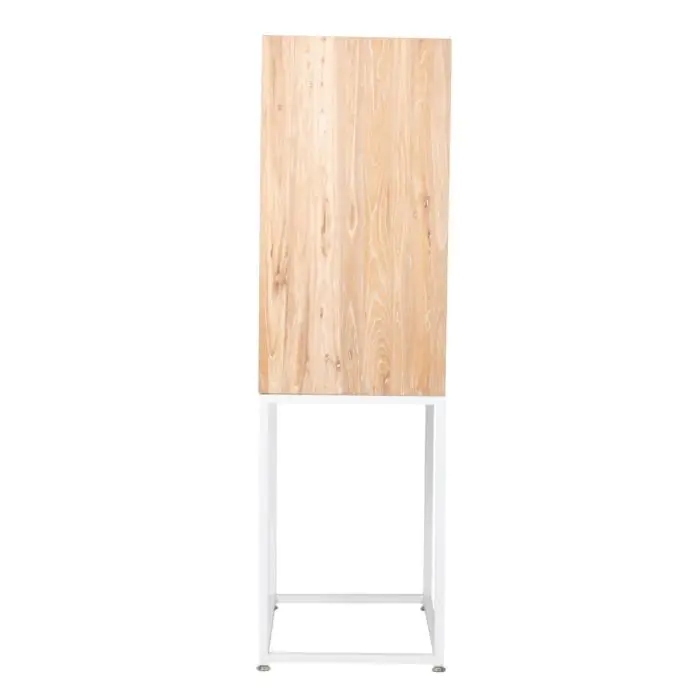 Armario Madera Olmo Reciclado Metal Blanco, 81x51x170 Cm