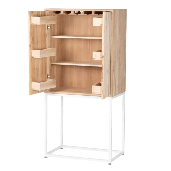 Armario Madera Olmo Reciclado Metal Blanco, 81x51x170 Cm