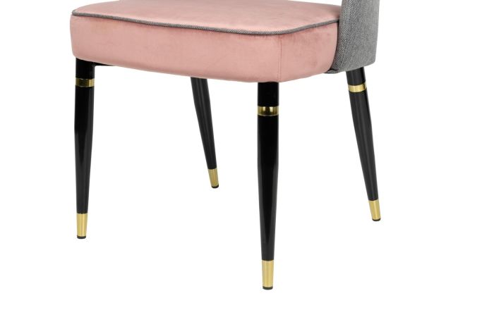 Silla Terciopelo Gris Tejido Rosa Hierro, 56 Cm