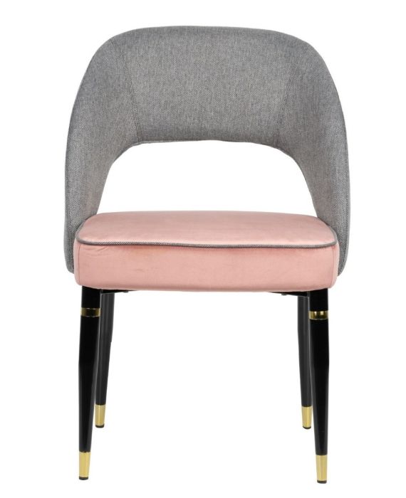Silla Houston Terciopelo Gris Tejido Rosa Hierro, 56 Cm