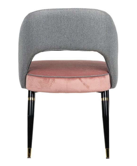 Silla Terciopelo Gris Tejido Rosa Hierro, 56 Cm