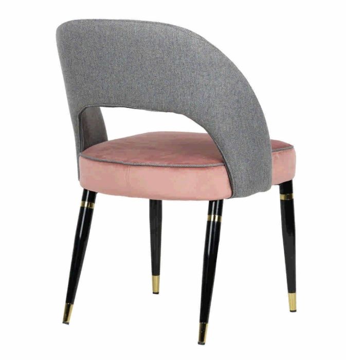 Silla Terciopelo Gris Tejido Rosa Hierro, 56 Cm