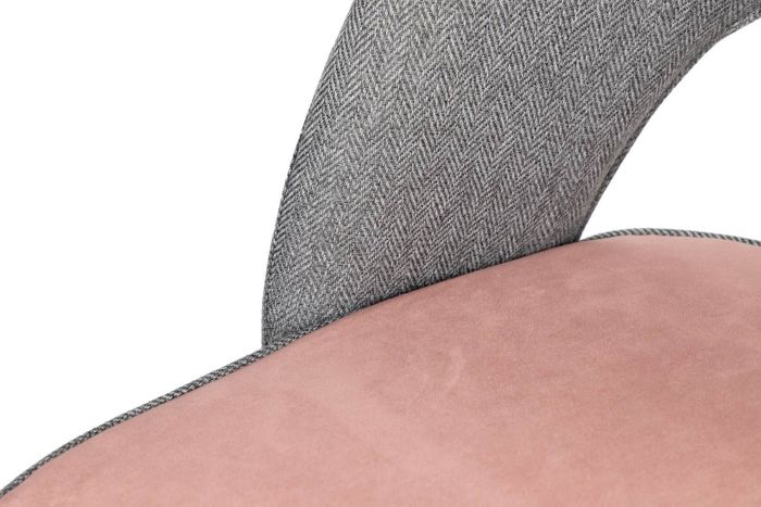 Silla Terciopelo Gris Tejido Rosa Hierro, 56 Cm