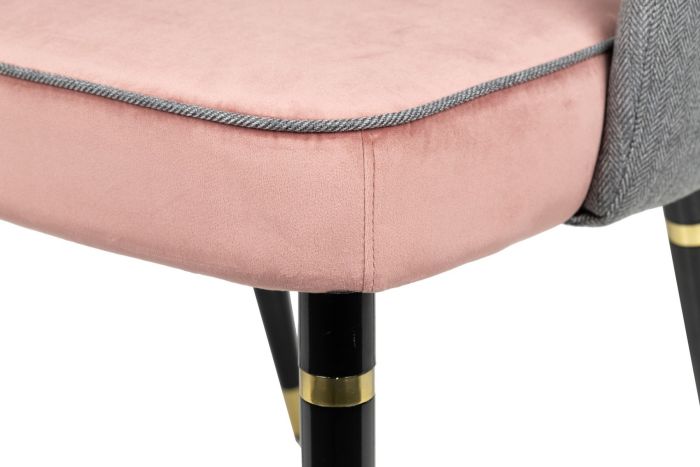Silla Terciopelo Gris Tejido Rosa Hierro, 56 Cm