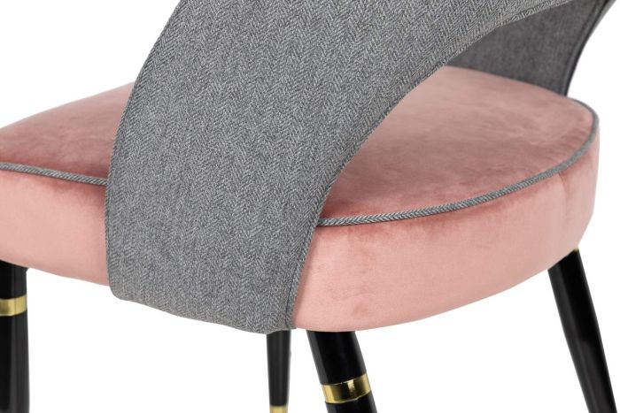 Silla Terciopelo Gris Tejido Rosa Hierro, 56 Cm