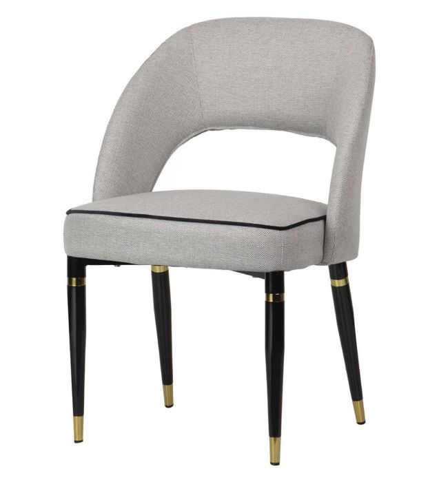 Silla Art Decó Houston Tejido Gris Claro Metal, 56 Cm
