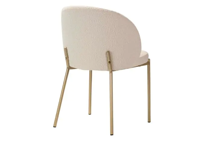 Silla Bouclé Blanco Metal Dorado, 57 Cm