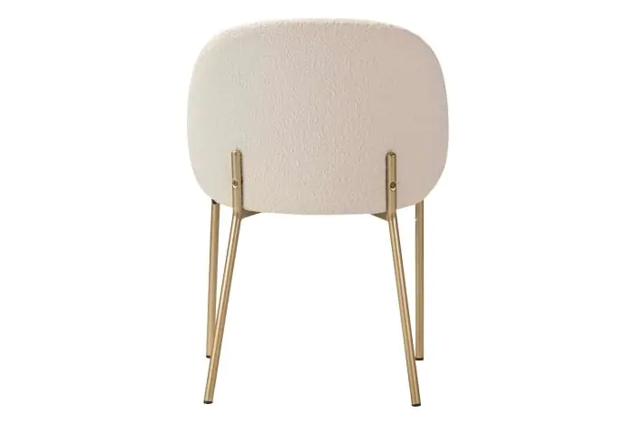 Silla Bouclé Blanco Metal Dorado, 57 Cm