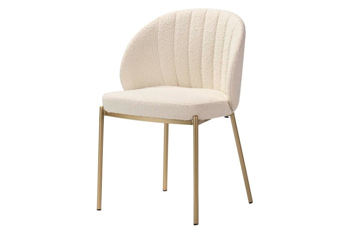 Silla Lali Bouclé Blanco Metal Dorado, 57 Cm