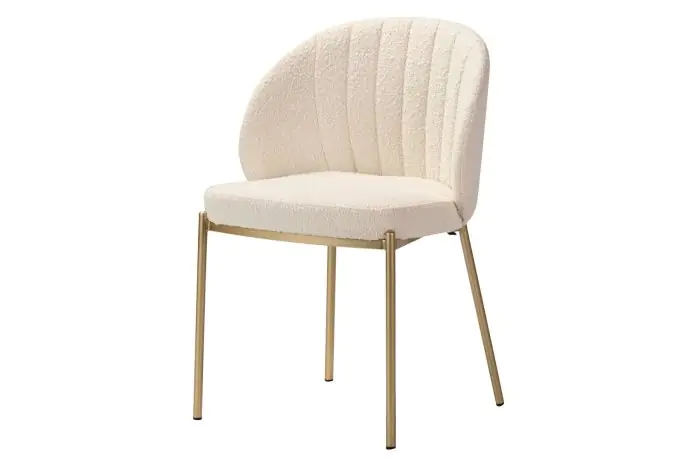 Silla Lali Bouclé Blanco Metal Dorado, 57 Cm