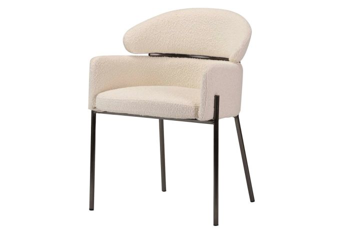 Silla Brazos Royal Bouclé Blanco, 57 Cm