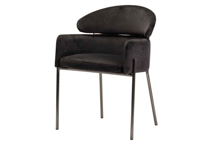 Silla Brazos Royal Terciopelo Negro, 57 Cm