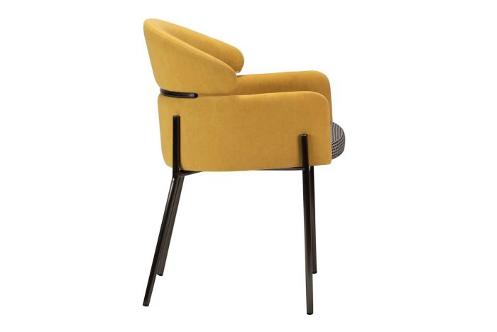 Silla Brazos Cuadros Terciopelo Amarillo, 57 Cm