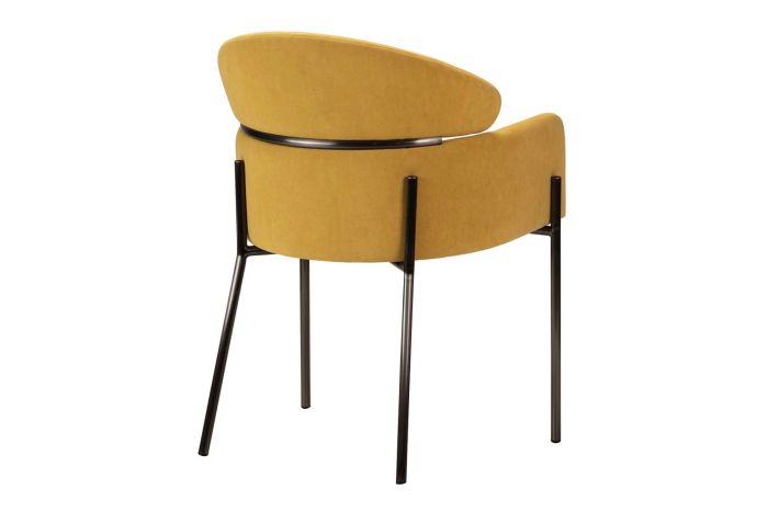 Silla Brazos Cuadros Terciopelo Amarillo, 57 Cm