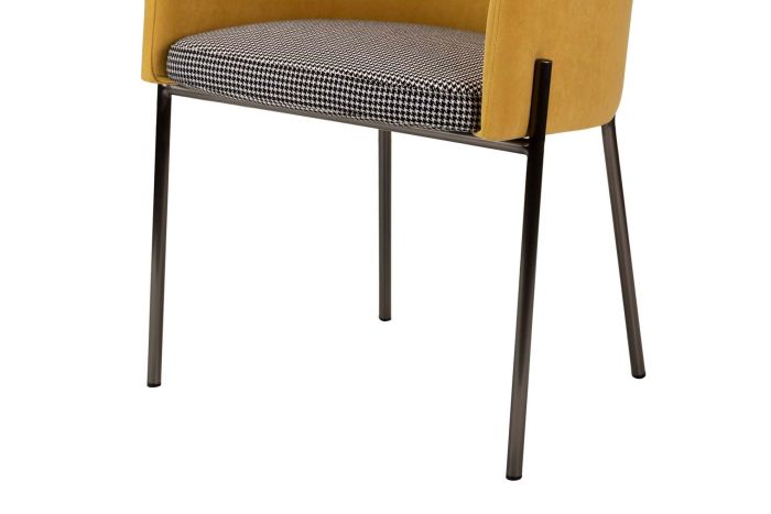 Silla Brazos Cuadros Terciopelo Amarillo, 57 Cm