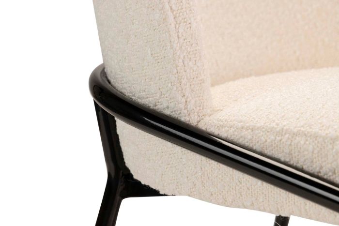 Silla Bouclé Beige Metal Negro, 50 Cm