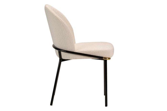 Silla Bouclé Beige Metal Negro, 50 Cm