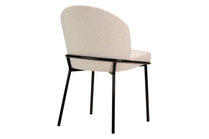 Silla Bouclé Beige Metal Negro, 50 Cm