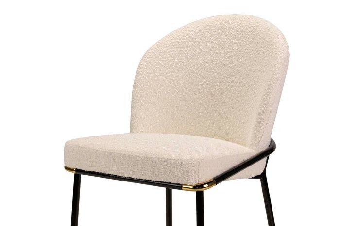 Silla Bouclé Beige Metal Negro, 50 Cm
