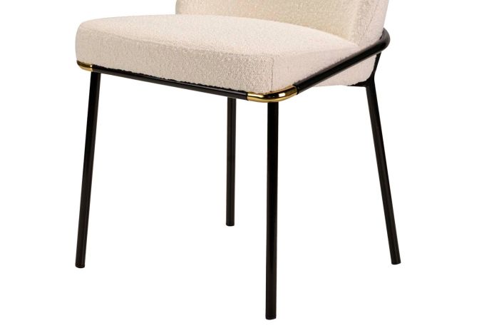 Silla Bouclé Beige Metal Negro, 50 Cm
