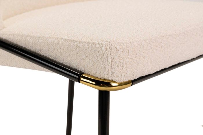 Silla Bouclé Beige Metal Negro, 50 Cm