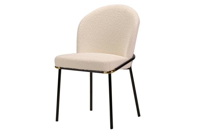 Silla Kania Bouclé Beige Metal Negro, 50 Cm